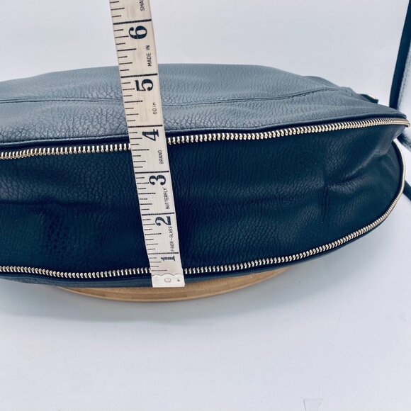 Anthropologie Crossbody Purse Womens XL Black Leather Hobo Messenger Bag - Picture 10 of 12